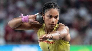 Mit einer Weite von 19,44 Metern in der Qualifikation machte MTG-Kugelstoßerin Yemisi Ogunleye bei der WM auf sich aufmerksam.