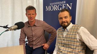 Im „MM“-Podcaststudio: Christian Land und Christopher Nehring (r.).