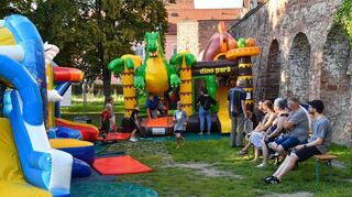 Der Hüpfburgpark ergänzte das Angebot für Kinder beim Altstadtfest. Der Kinderflohmarkt brachte es auf fast 100 Stände.