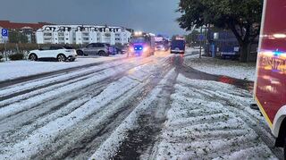Im Wormser Stadtteil Herrnsheim sieht es am Dienstagabend aus wie in einer Winterlandschaft.