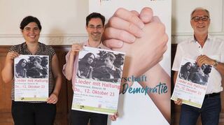 Sie freuen sich schon aufs Konzert: Jennifer Fröhlich (v.l.), Musiker und Projektleiter Hans-Peter Stoll und Kulturamtsleiter Rolf Hecher.