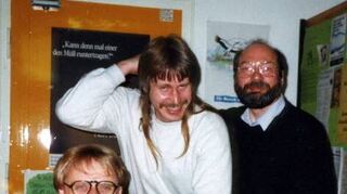 1990er Jahre: Jürgen Herrmann (v.l.), Wolfgang Raufelder und Arnold Cullmann im Umweltzentrum.