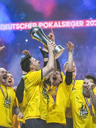 Auch mit seiner Trefferquote von 76 Prozent verhalf Groetki den Löwen zum Sieg des DHB-Pokals 2023.