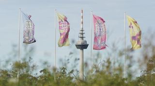 Gehören Bald der Vergangenheit an: Die Buga-Fahnen in Mannheim.