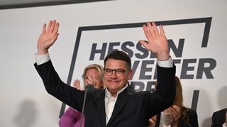 Jubel bei CDU-Kandidat Boris Rhein in Wiesbaden.