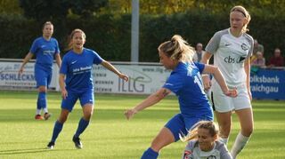 Das Spitzenspiel der Verbandsliga zwischen dem 1. FC Mühlhausen und dem TSV Amicitia mit Lara Barth war ein hart umkämpftes Duell.