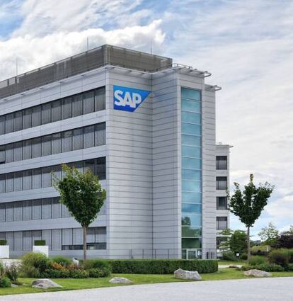 Blick auf ein SAP-Firmengebäude am Stammsitz Walldorf.