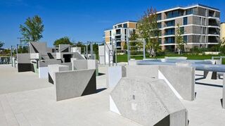 Blick aufs neue Quartier: Die Parkour-Anlage bleibt bestehen.
