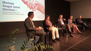 Karsten Kammholz, Christine Dettmann, Thomas Sitte, Christiane Pröllochs und Tobias Wrzesinski (v.l.) bei der Podiumsdiskussion in der Mannheimer Abendakademie.