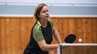 DJK-Kapitänin Kerstin Sommer war nah dran an einem Punkt für die DJK Käfertal/Vogelstang, musste sich aber mit 2:3 geschlagen geben.