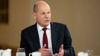 Ist besorgt über Antisemitismus in Deutschland: Kanzler Olaf Scholz beim Interview in Mannheim.