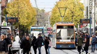 Blick in die Breite Straße in Mannheim