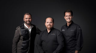 Sonnenberg-Gastgeber Marc Wyss, Tristan Brandt und "epoca"-Küchenchef Niklas Oberhofer.