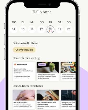 Blick in die Gesundheits-App, die die Behandlung unterstützen soll.