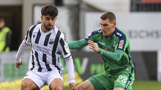 Sandhausens Abu-Bekir El-Zein (l.) – hier im Spiel gegen den MSV Duisburg – gefällt beim 2:1-Erfolg in Essen als Doppeltorschütze.