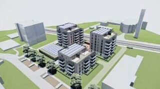 So sollen die Holzhochhäuser im Amselweg in Edingen aussehen, die bis 2026 bezugsfertig sein könnten.