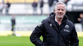 Trainer-Routinier Jens Keller hat gut Lachen. Seit seiner Amtsübernahme ging es mit dem SV Sandhausen stetig nach oben.