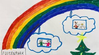 Wolkengondeln an einem Regenbogen auf der Buga? Der 11-jährige Sebastian hat dieses Bild dazu gemalt.