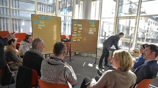Der FutuRaum bietet viel Raum – unter anderem für Diskussionen. Was läuft gut? Wo gibt es Verbesserungsbedarf? Blick in den Workshop Mobilität.