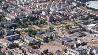 Der Andere Park in Heidelberg aus der Luft betrachtet.