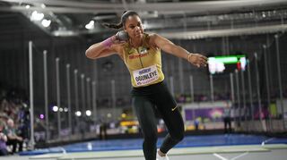 Yemisi Ogunleye gewann bei der WM in Glasgow Silber.