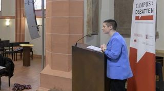 In der Peterskirche traten die Studenten im Finale der Campus-Debatte gegeneinander an.