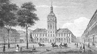Das Kaufhaus auf einem historischen Stich aus dem 18. Jahrhundert.