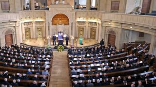 Die Christuskirche war beim Abschied des verstorbenen Polizeipräsidenten Siegfried Kollmar gut gefüllt. Zahlreiche Polizeibeamte waren anwesend.