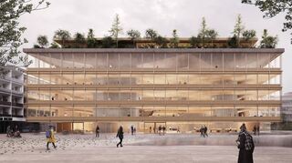 So soll der geplante Neubau für die Stadtbibliothek aussehen. Aktuell befindet sich auf dem Grundstück in N 2 ein Parkhaus.