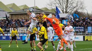 Matchwinner in Dortmund: Julian Rieckmann köpft zum 1:0 für den SV Waldhof ein.