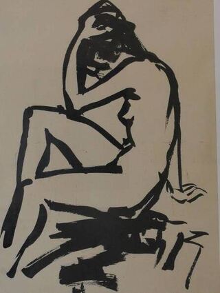 Lässig in Haltung und Strich: „Akt“ aus den 1950er Jahren.