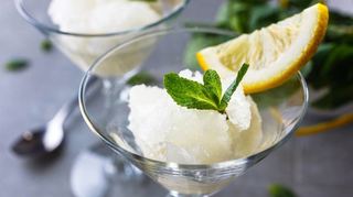 Ein fruchtiges Sorbet peppt das Menü auf.