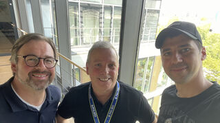 Der Vorsitzende der Mannheimer Gewerkschaft der Polizei (GdP), Thomas Mohr (Mitte) mit Timo Schmidhuber und Florian Karlein.