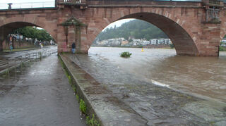 Der Pegel des Neckars steigt stetig in Heidelberg.