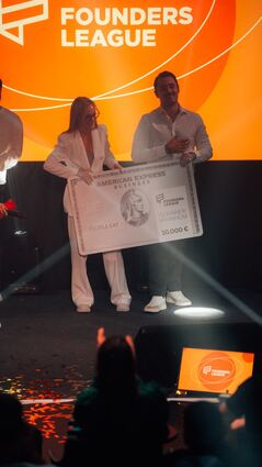 Die Sieger des Start-up-Pitches aus Mannheim, PeopleEat: David Merkel und Natalia Tyagunova.