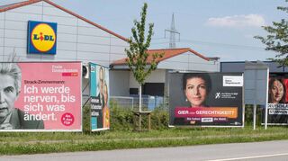 Schon seit Wochen werben die Parteien mit Plakaten am Straßenrand um jede Stimme bei der Europawahl – so wie hier in Lampertheim.