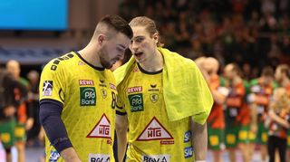 Löwen-Spieler Jannik Kohlbacher (l.) und Juri Knorr reisen zu den Olympischen Spielen nach Paris.