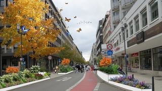 So könnte die Begrünung der Fressgassen-Einfahrt aussehen. Nach Angaben der Stadtverwaltung ist das allerdings nur ein Visualisierungsbeispiel, was nicht zuletzt die sehr großen Schmetterlinge erahnen lassen. Eine konkrete Planung liegt bislang noch nicht vor.