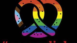 Das ist die Speyerer Regenbogenbrezel zum Christopher Street Day.