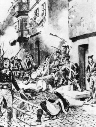 Kämpfe in Bergzabern am 23. August 1793, Zeichnung von Frédéric Régamey.