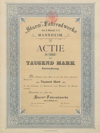 Eine Rarität aus der Fahrradstadt Mannheim: die Actie 333 der Sturm-Fahrradwerke aus dem Jahr 1898.