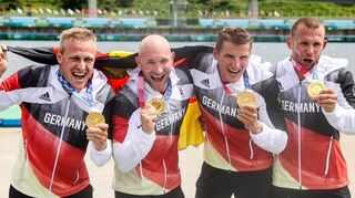 In Tokio gewann Max Lemke (v.r.) 2021 mit Tom Liebscher, Ronald Rauhe und Max Rendschmid Gold. Das will der Lampertheimer nun wiederholen.