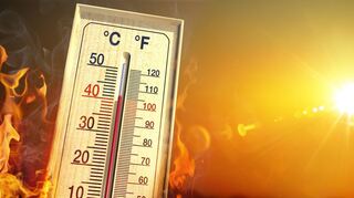Heat Temperature - Thermometer, Warm Sun And Dry Soil - Extreme Climate - contain 3d Rendering