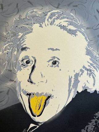 Einsteins Zunge als Banane.