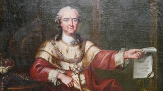 Das Gemälde von Heinrich Carl Brandt aus dem Jahr 1769 zeigt Kurfürst Carl Theodor als seine Welt noch quadratisch und in Ordnung war ...