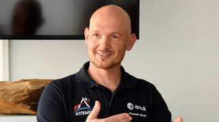 Alexander Gerst vor wenigen Tagen beim Interview am Rande des Hackfestivals im Mannheimer Congress Center Rosengarten.