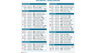 Der Spielplan der Adler Mannheim.