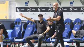 Benjamin Sachs (l.) und Bernhard Trares sind die neuen Trainer des SV Waldhof Mannheim.