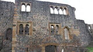 Der Ostteil des romanischen Palas mit kunstvollen Säulen und Kapitellen.