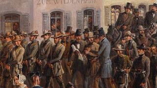 Wer ist wer? Historikerin Carola Hoécker hat das Gemälde von Friedrich Kaiser von 1848 entschlüsselt und einige Mannheimer darauf erkannt.